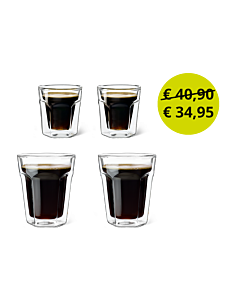 2 Coffee glasses and 2 Espresso glasses (double walled)